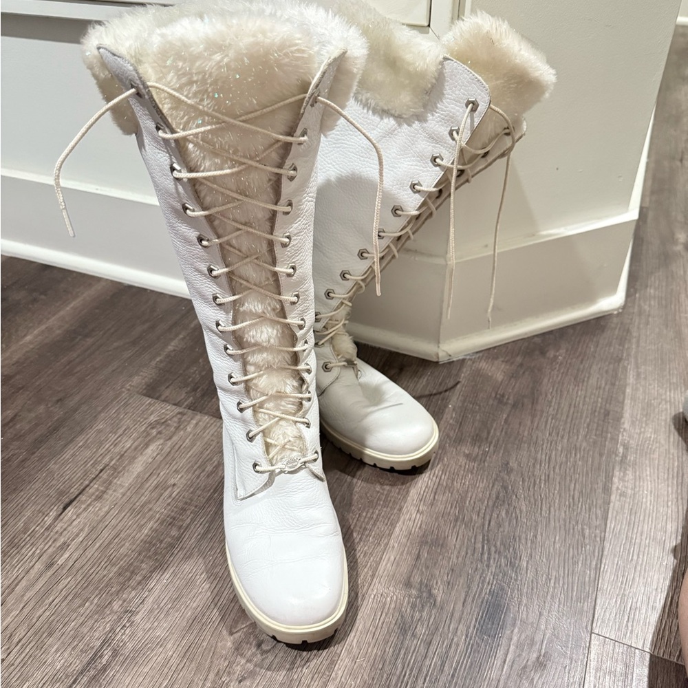 RARE vintage fur and lurex fur timberland boots